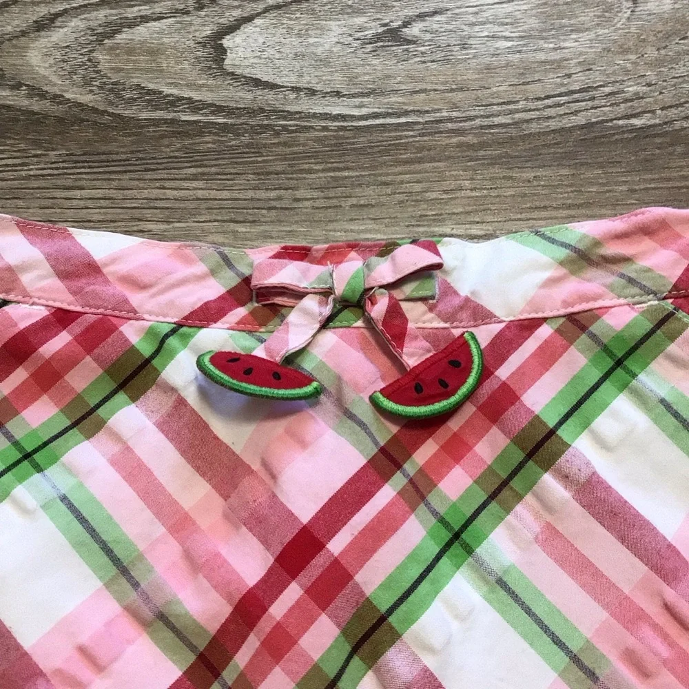 Gymboree Plaid Watermelon Seersucker Skort Pink Green White 9